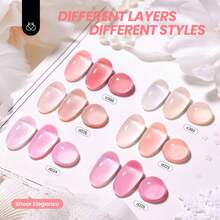 Beetles Nude Gel Nail Polish Set - 6 Colors Nude Pink Brown Neutral Jelly Gel Polish Kit - 6 Colors Peach Sparkle - 查看 2