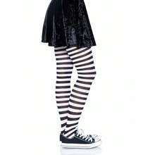 Leg Avenue Women's Nylon Striped Tights - 黑色 - 查看 4
