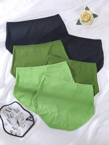 6pcs/Pack - Women's Melaed Color Plus Size Comfortable Breathable Fabric High Waist Panties - Multicolor - View 2