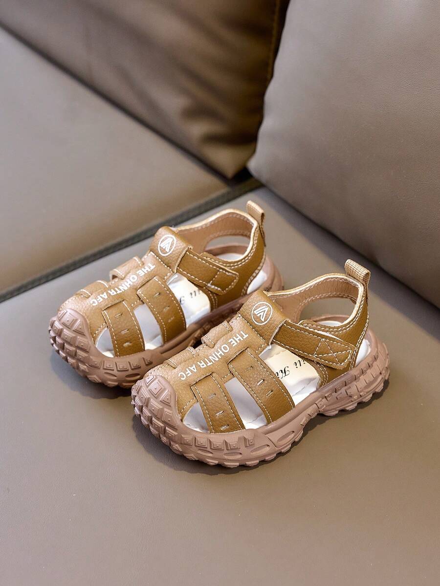 Summer Kids Functional Sandals, Closed Toe Protection, Easy Hook & Loop Closure, Non-Slip Durable Boys Beach Shoes, Toddler Walking Shoes - Brown - View 1