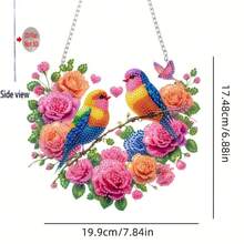 2D/Plano Decoração Pendente de Diamante Assimétrico DIY - Floral, Pássaro, Coração, Adequado para Decoração Residencial e de Escritório - A - Visão 4