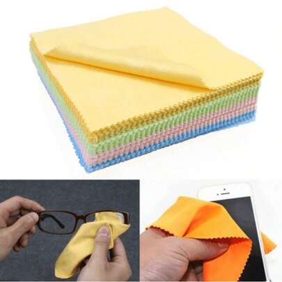 50/100pcs Reusable Ultra-Fine Fiber Cleaning Cloths, Suitable For Glasses, Camera Lenses And Smartphone Screens, Thick & Soft Texture, Fragrance-Free, Non-Scratch, Random Colors, Eyeglass Cleaning Cloth