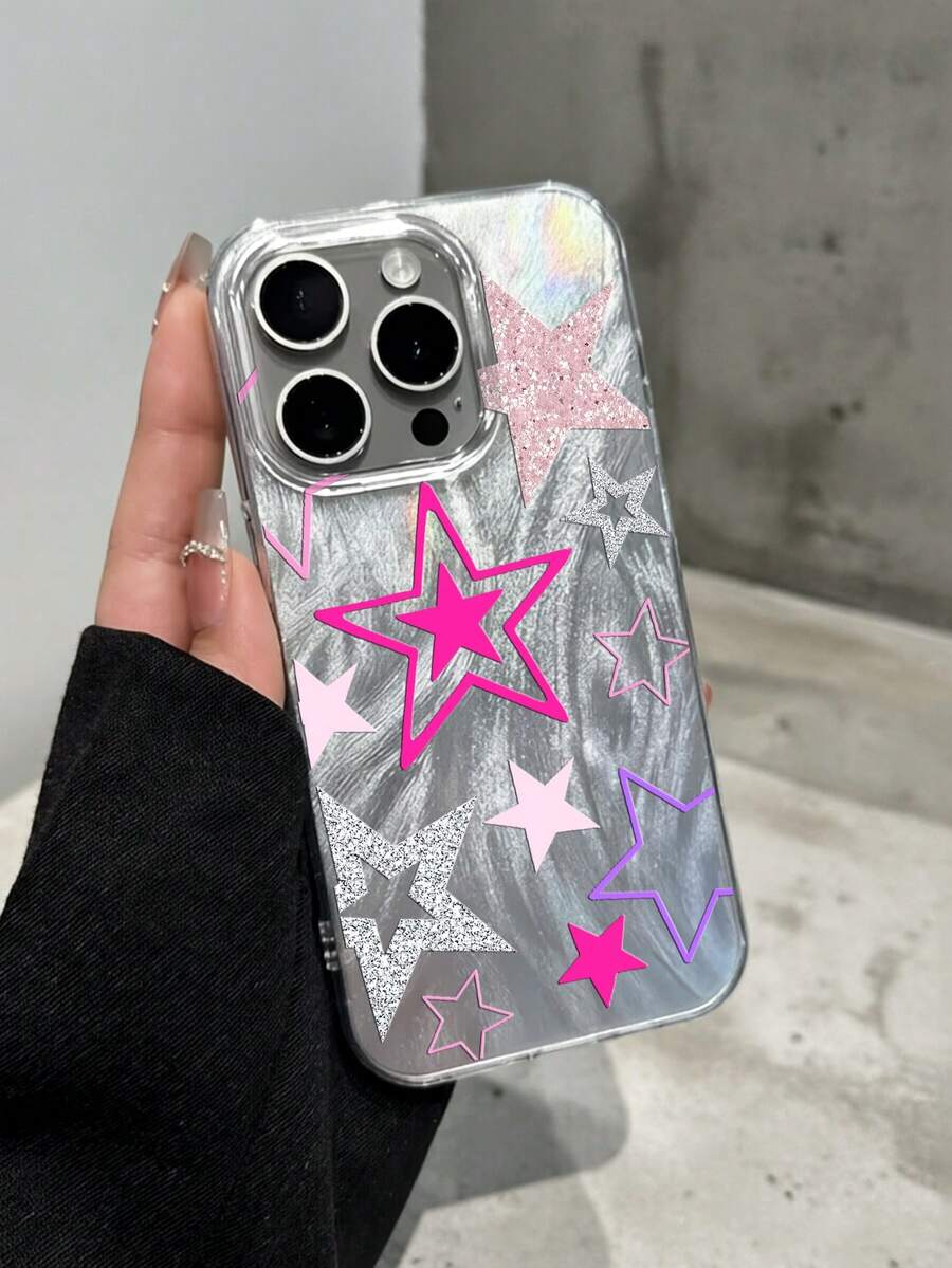 星形图案印花手机壳，兼容 13/11/17/17pro/16/14/15/15pro/15 Plus/15 Promax/7plus/8plus/X/Xs Max/Xr/11pro/12pro/13pro/14pro/12mini/13mini/11promax/12promax/13promax/14promax/14plus/17pro Max/17Air/6/6s Plus/7/8/16Pro/16plus/16promax/SE2/17promax 和三星 Galaxy A54/A14/A12/A13/A15/A32/A33/A24/A52S/S20/S21/S22/S23/S24/S23Plus/S24Ultra/S25/A15/A33/A23防滴落 IMD 雪纺 - 彩色 - 查看 1