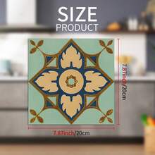 Bohemian Floral Pattern Reinforced Adhesive Thick Matte Peel And Stick PVC Floor/Wall Sticker, Vintage Distressed European Tile Decal For Kitchen, Bathroom, Laundry Room, RV - Ideal For DIY 7.9" X 7.9" - Style A - View 5