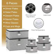 6-Piece Hard Shell Porcelain Storage Containers For Cups, Mugs, Wine Glasses, And Plates - Heavy Duty Tableware Storage, 44493844 - 駝色 - 查看 2