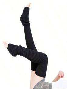 70cm Knitted Yoga Leg Warmers Women, Thick Thermal Over--Knee Leg Warmers, Autumn/Winter CP0L FDMK - 白色 - 查看 4