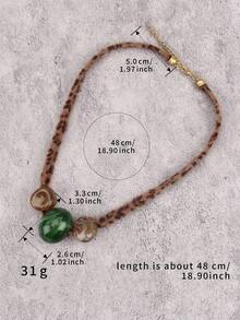 1 chiếc vòng cổ hạt nhựa phong cách Bohemian cho nữ, vòng cổ ngắn họa tiết da báo lấy cảm hứng từ đại dương, trang sức dự tiệc/du lịch làm quà tặng cho mẹ, bạn gái, bạn thân. - Họa tiết da báo - Xem 9