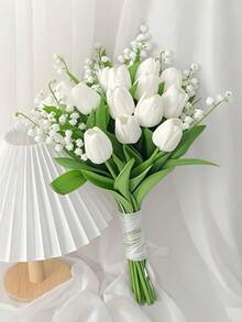 Bridal Bouquet Wedding Bridesmaid Bride Holding Flowers Calla Lily Bouquet Wedding Ceremony Anniversary Bridal Shower Rehearsal Festivals Party Table Centerpieces Flowers Arrangement Photography Props Decor - White - View 6