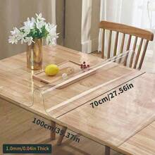 1pc 1.0mm Thick Pvc Transparent Tablecloth Desk Mat Protective Film, Waterproof, Oil Proof, Heat Resistant, Suitable For Table Cover, Tea Table, Bedside Table, Computer Desk, Office - White - View 93