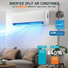 20000 BTU 2 Zone Mini Split AC & Heat Pump – Ductless Inverter System With 9K+9K / 9K+12K / 12K+12K, 25 SEER2, WiFi App Control, Pre-Charged, 208–230V - 雙區 20000 BTU (12k+12k)-WIFI - 查看 3