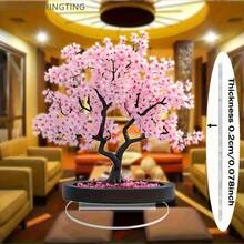 Spring Pink Floral Potted Plant Decor, 2D Printed Tree Decoration, Suitable For Home - A - View 4