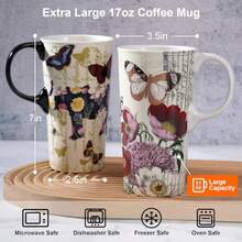 Topadorn Taza de cerámica de viaje de 17 onzas taza de café con tapa sellada y caja de regalo perfecta para café y té paquete de 2 - Juego de 2 - Ver 7