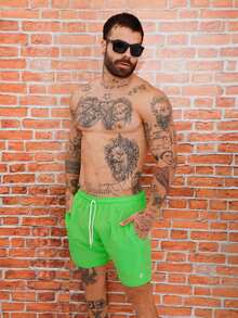 KIT OF 5 Men's Shorts In Tactel Elastane Resin, Casual, Comfortable With Pockets - Turquoise/Lead/Navy/Black/Green - View 6