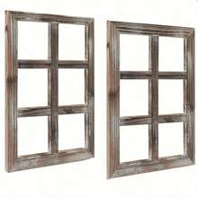 2 Packs Retro Wooden Window Frame Set, Rustic Decorative Shutters, Pastoral Style Wall Decor For Living Room, Bedroom And Kitchen - Multicolor - View 6