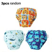 3 件装婴儿如厕训练裤，防水防漏可爱印花可洗三角裤，男女通用幼儿男孩女孩 - 彩色 - 查看 8