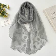 Lace Silk Scarf, Artistic Style Long Ribbon, New Spring/Summer Thin Neck Scarf, Shawl For Outer Wear - Hồng - Xem 9