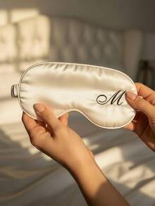 1pc Customized Embroidered Cute & Comfortable Sleep Mask, Personalized Name Sleep Mask, Best Bridesmaid Gift, Bridal Party Gift, Personalized Wedding Gift, Birthday Gift, Party Favor, Anniversary Gift, Unique Small Gift - White - View 12