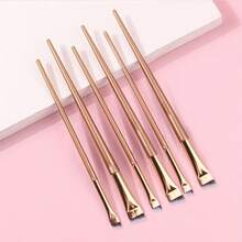 6pcs Ultra-Thin Precision Makeup Brush Set, Including Straight Eyeliner Brush And Angled Eyebrow Brush, Professional Detail Brushes For Precise Lower Lash And Eyebrow Shaping, Soft Synthetic Bristles And Ergonomic Handles, Compact And Portable, Ideal Makeup Tool Set For Women And Girls For Daily Makeup, Travel And Touch-Ups - Multicolor - View 12