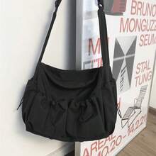 Original Dark-Toned Capacity Tactical Functional Backpack, Fashionable Casual Shoulder Crossbody Bag For Students, Comes With Astronaut Pendant - 黑色 - 查看 5