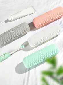 1 Piece All-In-One Travel Toothbrush Set - Portable Rinsing Cup And Toothpaste Holder, Suitable For Oral Hygiene Needs Anytime Anywhere, Solid Color Vertical Striped Travel Toothbrush Case With Toothbrush Holder, Covered Rinse Cup, Toothpaste And Toothbrush Storage Box, Mouthwash Cup, Suitable For Daily And Travel Use, Toothbrush Organizer, Portable Travel Toothbrush Cup, Suitable For Travel, Camping, Home, School And Business - MultiWarna - View 8