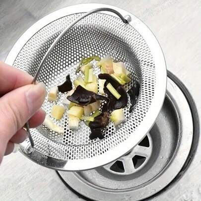 1pc Stainless Steel Kitchen Sink Strainer, Food Catcher Drain Accessory Suitable For Most Sink Drains