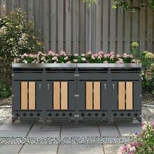 Container Storage Unit, With Lock, Two Doors, Plant Area, Door Panel With Vertical Wood Grain, Hollow Diamond-Shaped Base. - 灰色1 - 查看 12