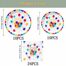 Bộ đồ dùng ăn uống dùng một lần chủ đề bóng bay sinh nhật, đĩa tiệc 7/9 inch, đĩa giấy, cốc, khăn ăn dùng một lần, thích hợp cho các ngày lễ, đám cưới, lễ đính hôn, sinh nhật, tiệc tùng, lễ kỷ niệm. - Nhiều màu - Xem 14