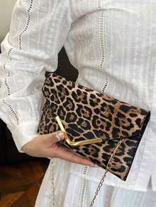 Fashion PU Leopard Pattern Minimalist Versatile Women's Chain Shoulder Bag, Clutch Purse, Envelope Mobile Phone Bag, Fashionable Clutch Bags For Woman This  Is Suitable For Young Girls For Their Birthday, Prom And Graduation And Also A Lovely Gift For Friends, Mother, Lover On Special Days Such As Valentine's Day, Christmas, Anniversaries.Can Be Used As Thanksgiving, Halloween,Christmas Gift. - Nhiều màu - Xem 3