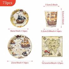 Bộ đồ dùng tiệc dùng một lần chủ đề Bản đồ kho báu cướp biển gồm đĩa, khăn ăn và cốc, dành cho 16 khách, phù hợp cho sinh nhật, đám cưới, tiệc theo chủ đề, dã ngoại gia đình. - Xem 7