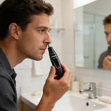 PHILIPS Máy tỉa lông mũi NT1620, lưỡi dao xoay 360° giúp tỉa lông tai và mũi nhanh chóng, lưỡi dao kép bằng thép không gỉ không gây giật tóc, lưới bảo vệ bằng kim loại, đầu lưỡi dao bo tròn không gây kích ứng, tay cầm có vân dễ điều khiển. - đen - Xem 5