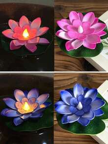 1 pieza/6 piezas Luz flotante de flor de loto LED impermeable, Luz de noche de flor de loto LED impermeable, Adecuado para deseos, decoración de río o piscina, decoración de fuente de agua de jardín de Navidad - Multicolor - Ver 5
