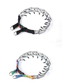 1 pieza Collar de entrenamiento ajustable para perros, con hebilla de liberación rápida, adecuado para perros pequeños/medianos/grandes, para caminar, entrenar, cazar, cadena de collar de metal de acero inoxidable resistente - Plateado - Ver 6
