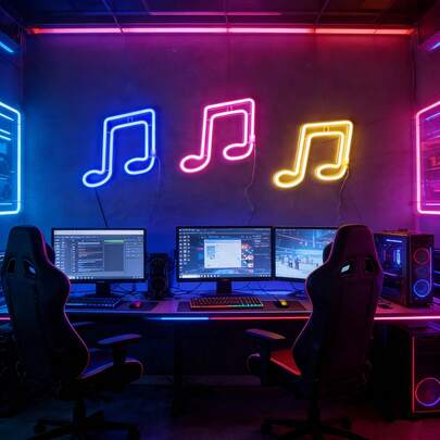 1 chiếc đèn neon hình nốt nhạc LED trang trí tường, dùng pin/USB, đèn cổ tích lãng mạn, trang trí nhà cửa cho tiệc sinh nhật, phòng ngủ, phòng chơi game, phòng khách.