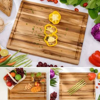 1 pieza de tabla de cortar de madera de acacia, tabla de cortar minimalista para bistec, utensilios de cocina, herramientas de cocina, accesorios de cocina, tabla de cortar de cocina, suministros de cocina, tabla de cortar gruesa para carne y verduras, adecuada para cortar carne, pavo, verduras, ingredientes para barbacoa, queso, adecuada para el Día de la Madre, Acción de Gracias