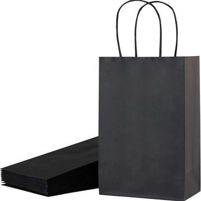 Kích thước 22*16*8cm, thiết kế màu đen mờ 6/12, trang nhã, chất liệu giấy Kraft chắc chắn, tay cầm bằng dây thừng bền, thích hợp sử dụng nhiều lần.