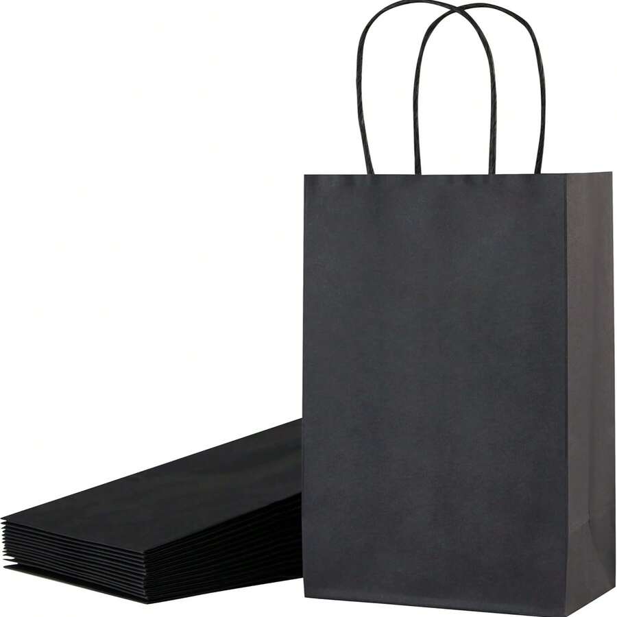 Kích thước 22*16*8cm, thiết kế màu đen mờ 6/12, trang nhã, chất liệu giấy Kraft chắc chắn, tay cầm bằng dây thừng bền, thích hợp sử dụng nhiều lần. - Xem 1