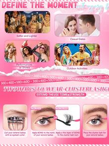 570簇假睫毛套装，包含30D-100D长度的睫毛，D型卷翘，8-16毫米混合长度，持久耐用，可重复使用，适合初学者，日常佩戴，派对场合适用 - 查看 5