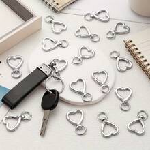 心形/旋转圆环/弹簧扣钥匙扣新款配饰，心形钥匙圈DIY小礼物吊坠 - 金黃色 - 查看 9