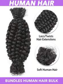 50g Tóc nối tóc người Afro Kinky dạng bó 8-20 inch, tóc người làm tóc tết Dreadlocks, Twists & Braids, có thể tẩy và nhuộm, màu đen tự nhiên, tóc Afro Twist, xé ra bông, phù hợp cho nam & nữ, tạo kiểu tóc đa năng, tóc giả chân thực - Natural Black - Xem 4
