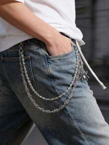 1 chiếc dây đeo eo hình nhện phong cách Punk cá nhân hóa, dây đeo quần phong cách Gothic tối màu dành cho dân chơi, trang sức cơ thể để đeo hàng ngày. - Bạc - Xem 3