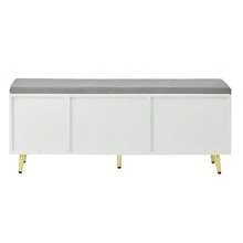 Shoe Bench, Shoe Rack With Seat, Bench With Cushion, Shoe Cabinet With Storage Space, Wardrobe Bench, White, Dimensions: 121 * 35 * 49 Cm (Width * Depth * Height) - White - View 9