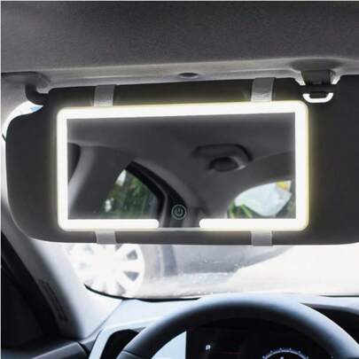 Gương trang điểm có đèn LED gắn trên tấm che nắng ô tô, gương trang điểm có thể sạc lại với 3 chế độ chiếu sáng điều chỉnh được, gương trang điểm kẹp vào gương chiếu hậu, điều khiển cảm ứng cho ô tô.