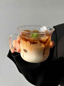 1个带把手玻璃咖啡杯，简约透明耐热饮水杯，适合家用、冰咖啡、拿铁等饮品 - 彩色 - 查看 10