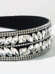 1pc Solid Color Retro Luxury Rhinestone Decorated Headband, Elegant Palace Style Headpiece For Women, High-End Banquet Party Accessory Suitable For Outdoor Hair Styling Travel Accessories - FG1618 - White - View 3