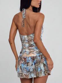 Đầm ngắn hai dây hở lưng, xếp tầng thời trang, thiết kế hở lưng quyến rũ, viền xếp tầng dễ thương, phù hợp cho buổi hẹn hò, kỳ nghỉ, tiệc nghỉ dưỡng, buổi tối mùa hè và các buổi gặp gỡ ngoài trời thanh lịch. - Nhiều màu - Xem 3