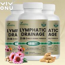 VIVONU 21 In 1 Liposomal Lymphatic Drainage Supplement, 45 Day Supply, 4800mg Immune And Lymphatic System Support, 10:1 Concentration Technology, Purple Cone Flower, Dandelion, Burdock, Pineapple Proteinase, Calendula Flower, 90 Capsules - 3 bottle - 查看 1