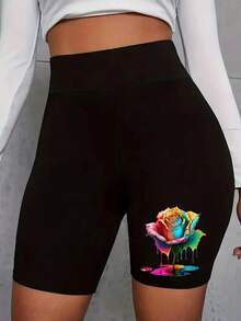 Casual Spor Shor For Women With  Prin - An Excellent Gifting Option! - 黑色 - 查看 1