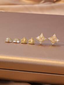 Bông tai đính đá sang trọng dành cho nữ, thiết kế hình ngôi sao bốn cánh độc đáo, kiểu dáng thanh lịch phù hợp cho công sở. - Nhiều màu - Xem 10