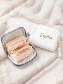 Customized Personalized Jewelry Storage Bag - Comes With 2 Transparent Jewelry Boxes, 1 Velvet Tassel, And Multi-Layer Storage Space For Rings, Earrings, Necklaces And Bracelets. 3-Piece Gift Set, Suitable For Daily Use (Jewelry Box). - Multicolor - View 2