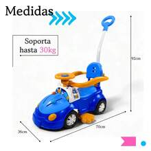 Montable Correpasillos con Baston Sonido,Luz,Cajuela - Azul - Ver 5